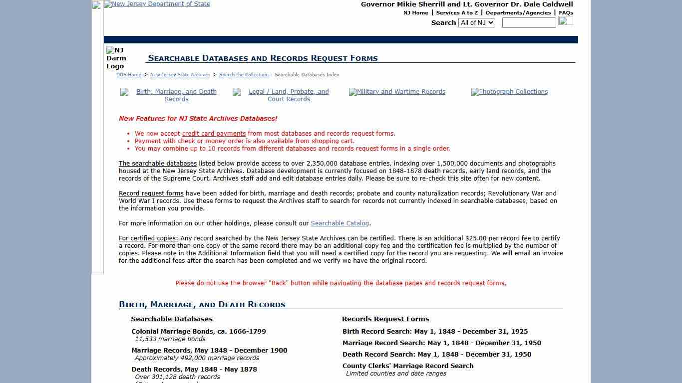 - Searchable Databases and Records Request Forms -