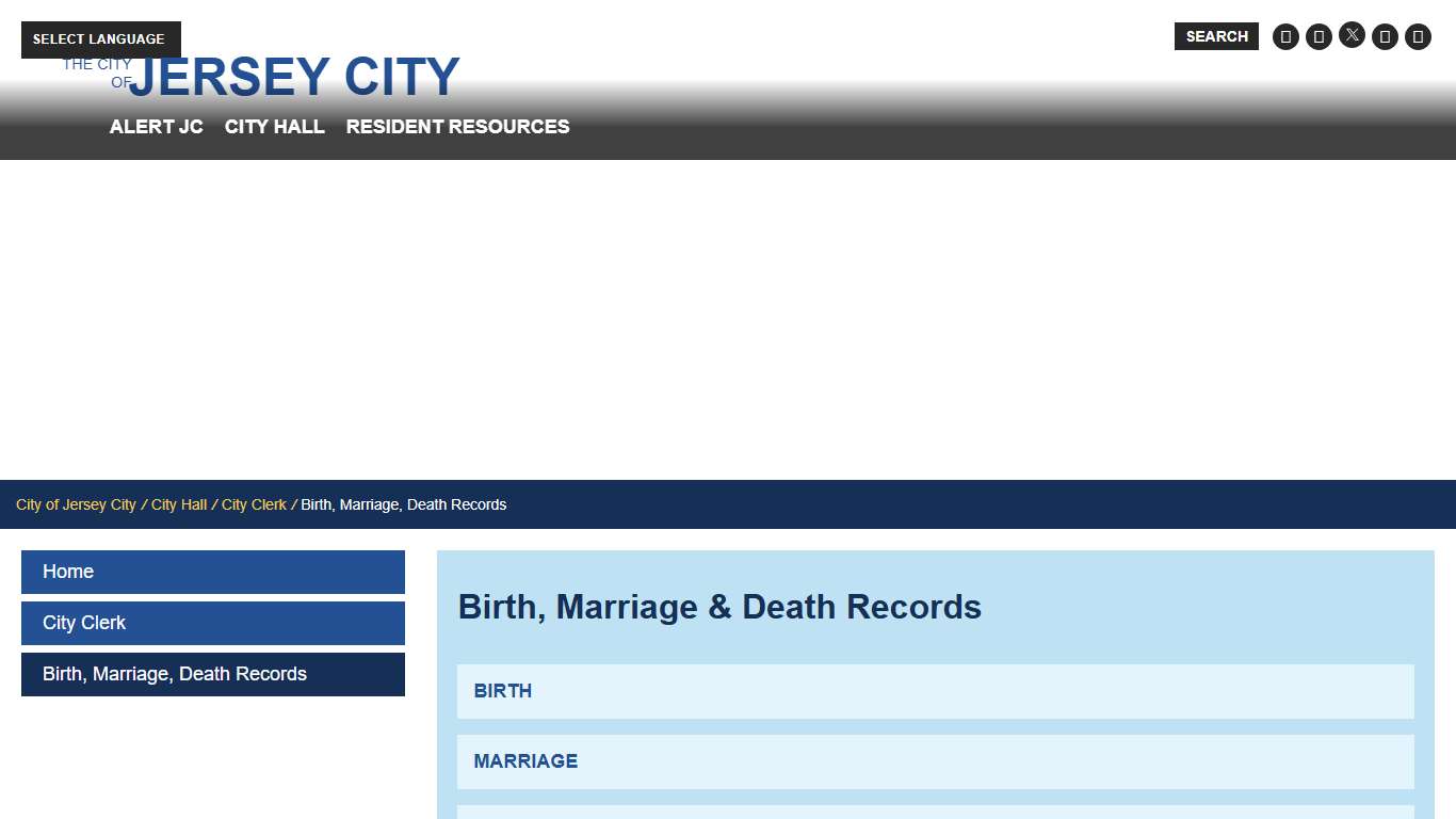Birth, Marriage, Death Records - City of Jersey City